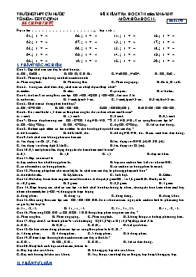 2 Đề kiểm tra học kỳ 2 môn Hóa học Lớp 11 - Năm học 2016-2017 - Trường THPT Cái Nước